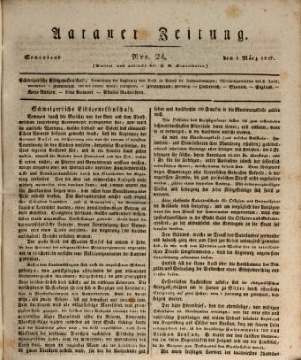 Aarauer Zeitung Samstag 1. März 1817