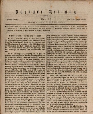 Aarauer Zeitung Samstag 2. August 1817