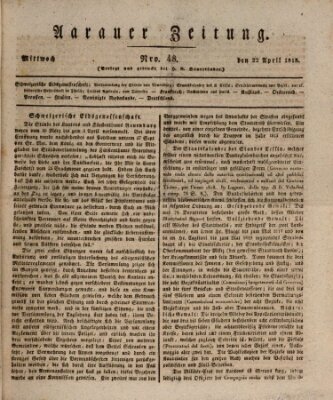 Aarauer Zeitung Mittwoch 22. April 1818