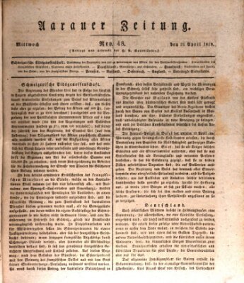 Aarauer Zeitung Mittwoch 21. April 1819