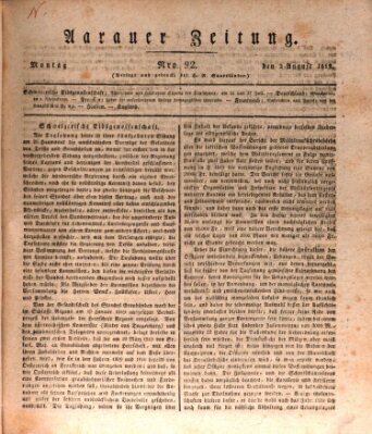 Aarauer Zeitung Montag 2. August 1819