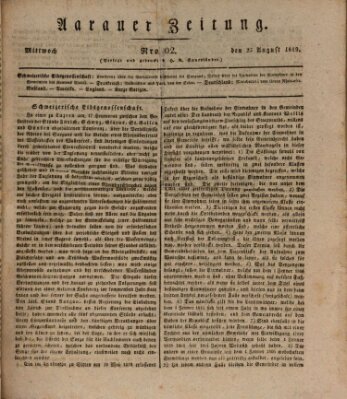 Aarauer Zeitung Mittwoch 25. August 1819