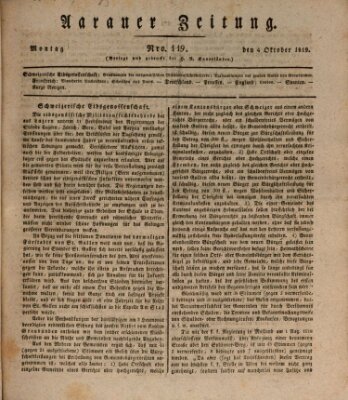 Aarauer Zeitung Montag 4. Oktober 1819