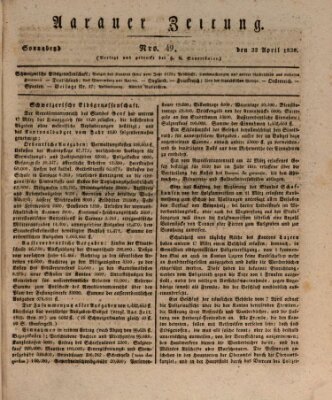 Aarauer Zeitung Samstag 22. April 1820