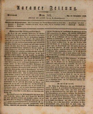 Aarauer Zeitung Mittwoch 22. November 1820