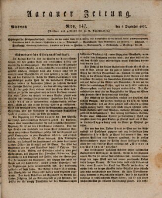 Aarauer Zeitung Mittwoch 6. Dezember 1820