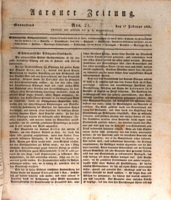 Aarauer Zeitung Samstag 17. Februar 1821