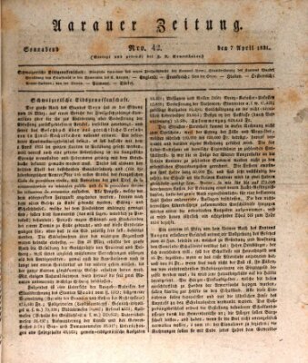 Aarauer Zeitung Samstag 7. April 1821