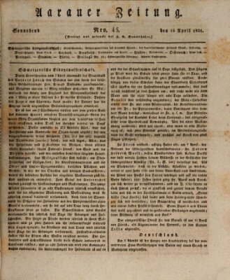 Aarauer Zeitung Samstag 14. April 1821