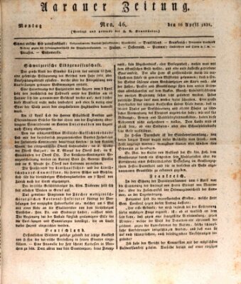 Aarauer Zeitung Montag 16. April 1821