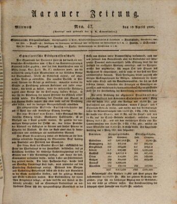 Aarauer Zeitung Mittwoch 18. April 1821