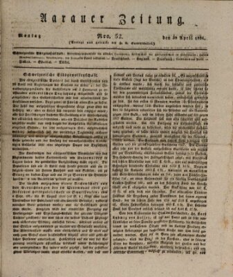 Aarauer Zeitung Montag 30. April 1821