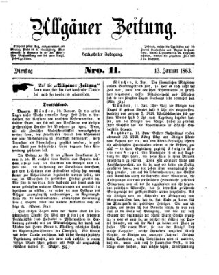 Allgäuer Zeitung Dienstag 13. Januar 1863