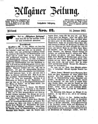 Allgäuer Zeitung Mittwoch 14. Januar 1863