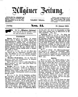 Allgäuer Zeitung Freitag 16. Januar 1863