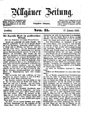 Allgäuer Zeitung Samstag 17. Januar 1863