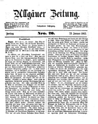 Allgäuer Zeitung Freitag 23. Januar 1863