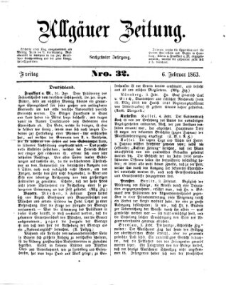 Allgäuer Zeitung Freitag 6. Februar 1863