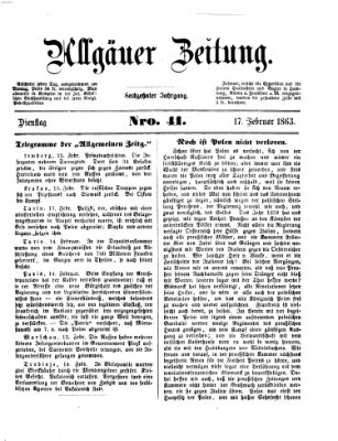 Allgäuer Zeitung Dienstag 17. Februar 1863