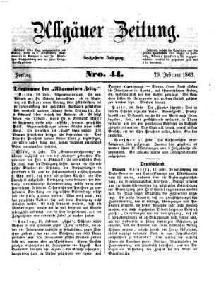 Allgäuer Zeitung Freitag 20. Februar 1863