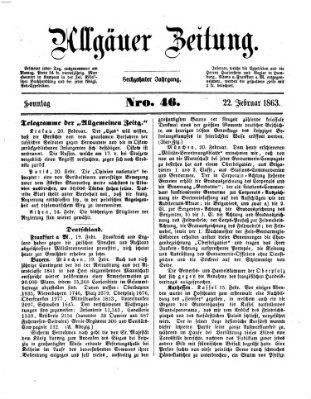 Allgäuer Zeitung Sonntag 22. Februar 1863