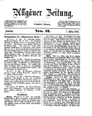 Allgäuer Zeitung Sonntag 1. März 1863