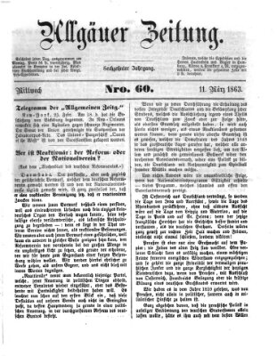 Allgäuer Zeitung Mittwoch 11. März 1863