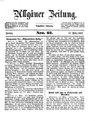 Allgäuer Zeitung Freitag 13. März 1863