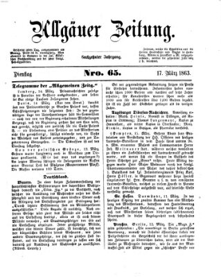 Allgäuer Zeitung Dienstag 17. März 1863