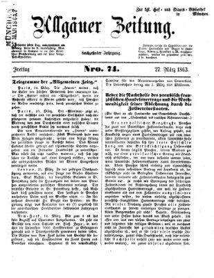 Allgäuer Zeitung Freitag 27. März 1863