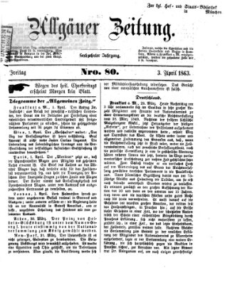 Allgäuer Zeitung Freitag 3. April 1863