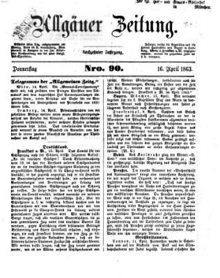 Allgäuer Zeitung Donnerstag 16. April 1863