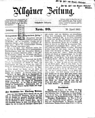 Allgäuer Zeitung Sonntag 26. April 1863