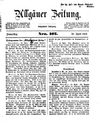 Allgäuer Zeitung Donnerstag 30. April 1863