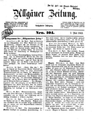 Allgäuer Zeitung Samstag 2. Mai 1863