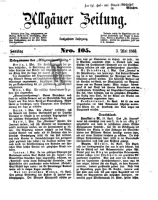 Allgäuer Zeitung Sonntag 3. Mai 1863