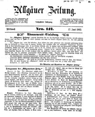 Allgäuer Zeitung Mittwoch 17. Juni 1863