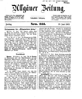 Allgäuer Zeitung Freitag 19. Juni 1863