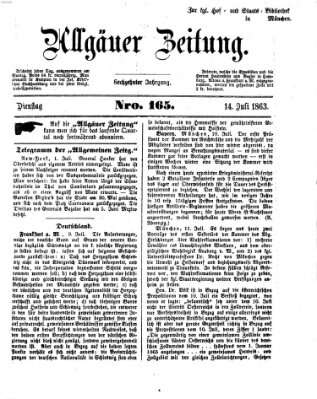 Allgäuer Zeitung Dienstag 14. Juli 1863