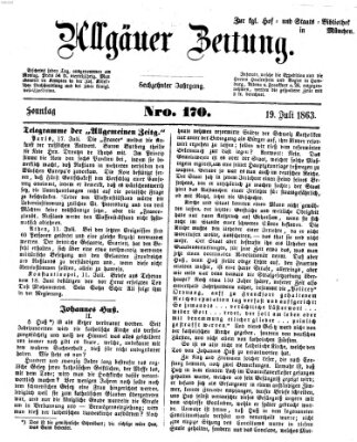 Allgäuer Zeitung Sonntag 19. Juli 1863