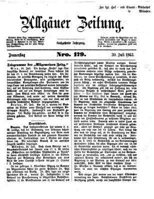 Allgäuer Zeitung Donnerstag 30. Juli 1863