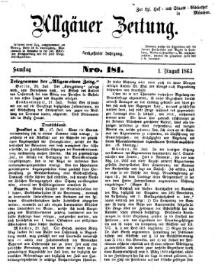 Allgäuer Zeitung Samstag 1. August 1863