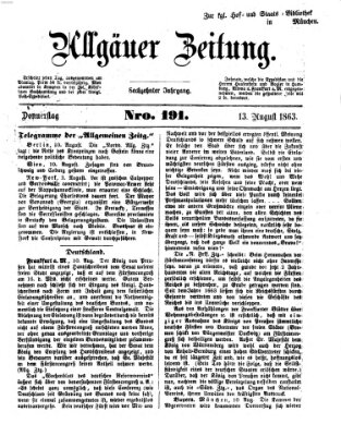 Allgäuer Zeitung Donnerstag 13. August 1863