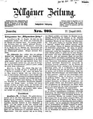 Allgäuer Zeitung Donnerstag 27. August 1863