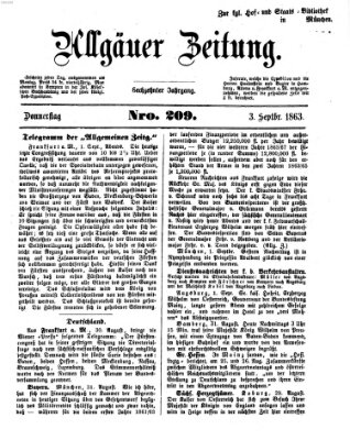 Allgäuer Zeitung Donnerstag 3. September 1863