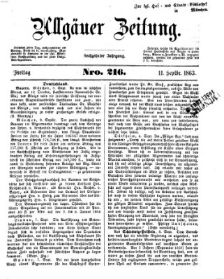 Allgäuer Zeitung Freitag 11. September 1863