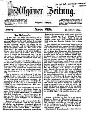 Allgäuer Zeitung Sonntag 13. September 1863