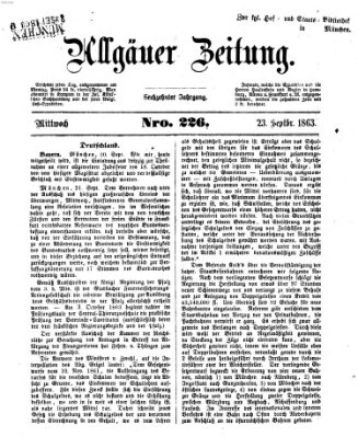 Allgäuer Zeitung Mittwoch 23. September 1863