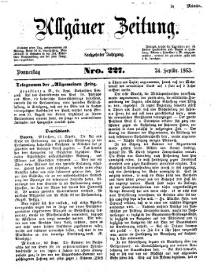 Allgäuer Zeitung Donnerstag 24. September 1863