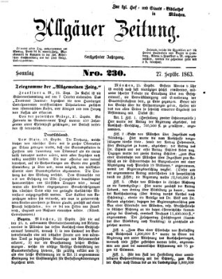 Allgäuer Zeitung Sonntag 27. September 1863